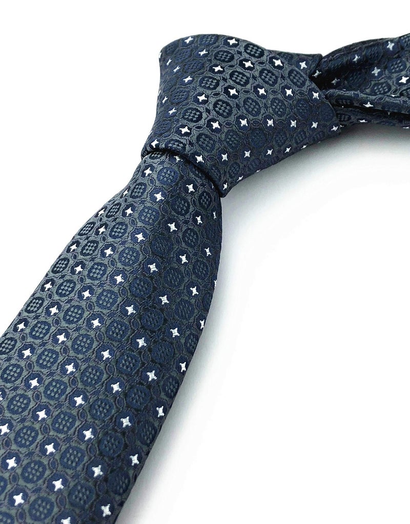 Ctskyte Slim Silk Necktie for Men Woven Jacquard Patterned Business Wedding Skinny Ties (Patterned 1, One Size) - Image 4
